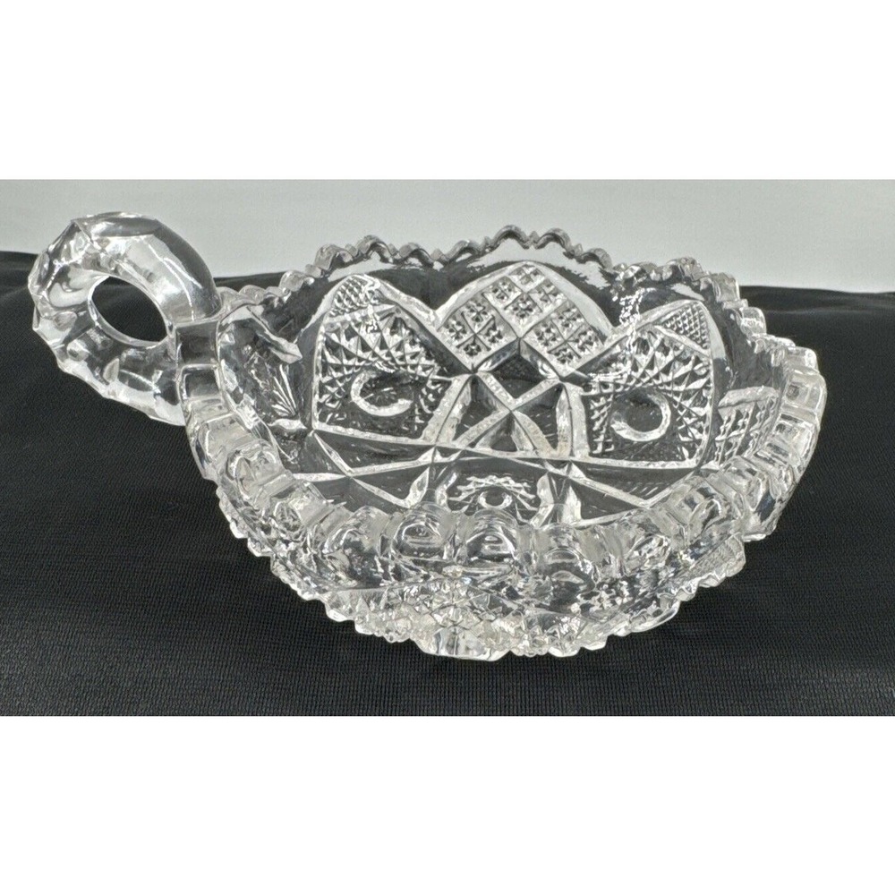 Glass Handled Nappy Trinket Dish Vintage T.B. Clark‎ Huyler #587 Vintage MCM
